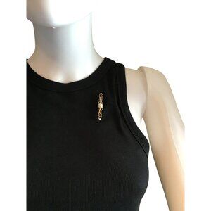 Vintage Art Deco Gold-Tone Oval Brooch With Faux Pearl Centerpiece